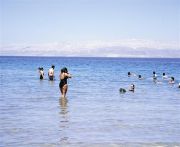 Dead Sea Wading into and floating on the briny waters
