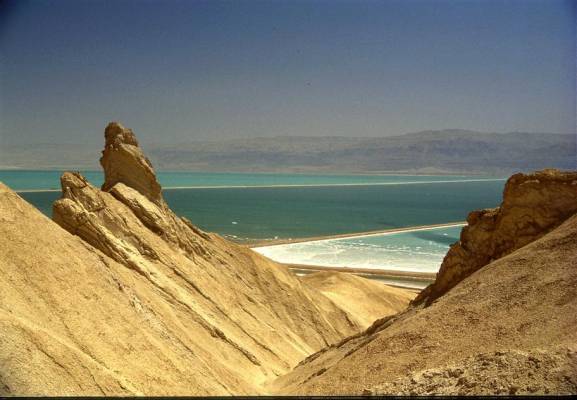 Dead Sea Salt ponds seen from Mount Sodom