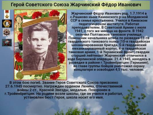 Герой СССР  Жарчинский Фёдор Иванович   